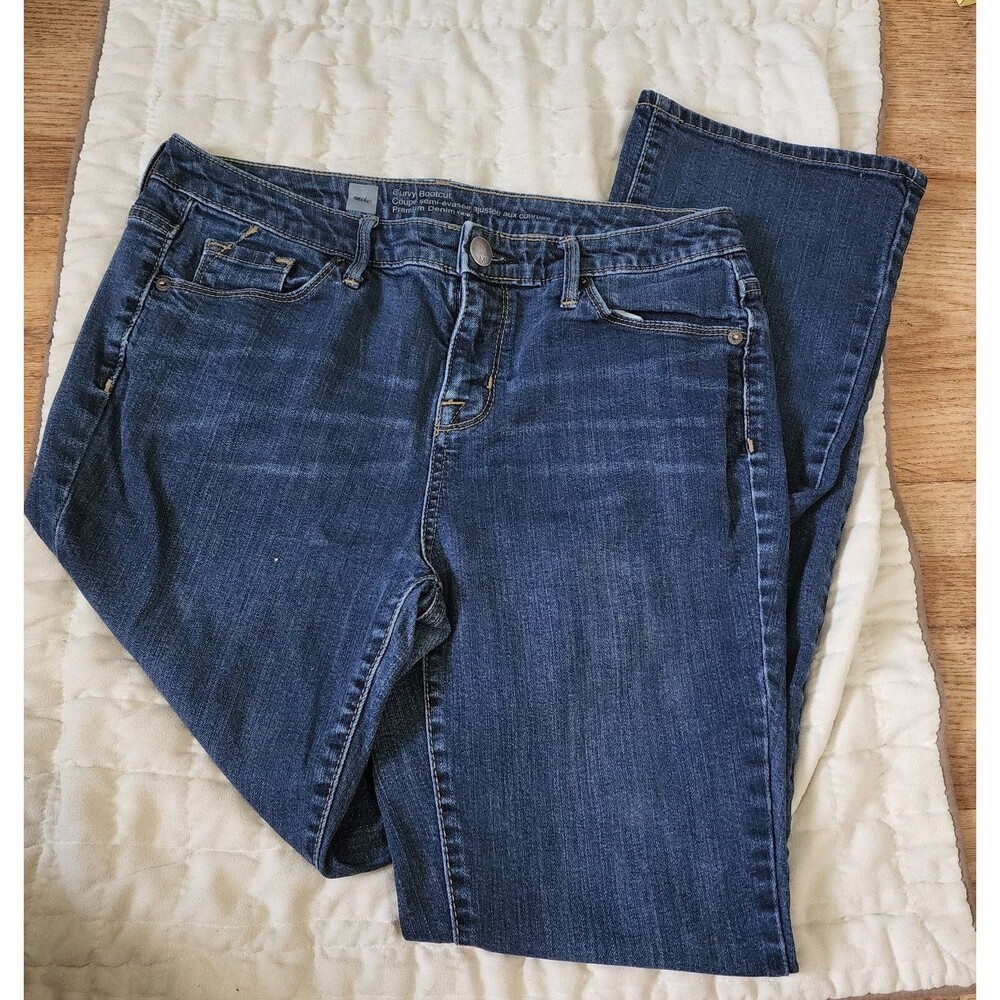Mossimo Curvy Bootcut Mid Rise Jeans Size 6 Short Womens Dark Wash Stretch Denim